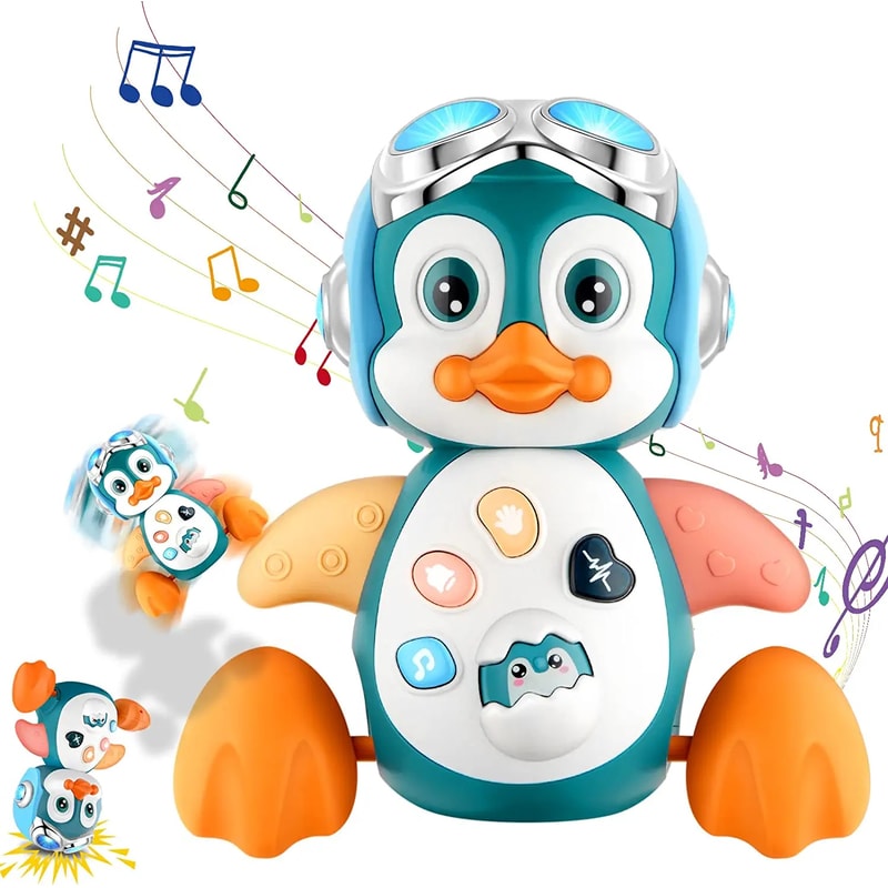 Musical Penguin Baby Crawling Toy with Lights and Interactive Walking