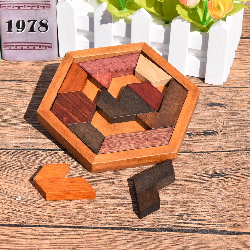 Wooden Geometric Jigsaw Puzzle for Kids Brain Development Toy