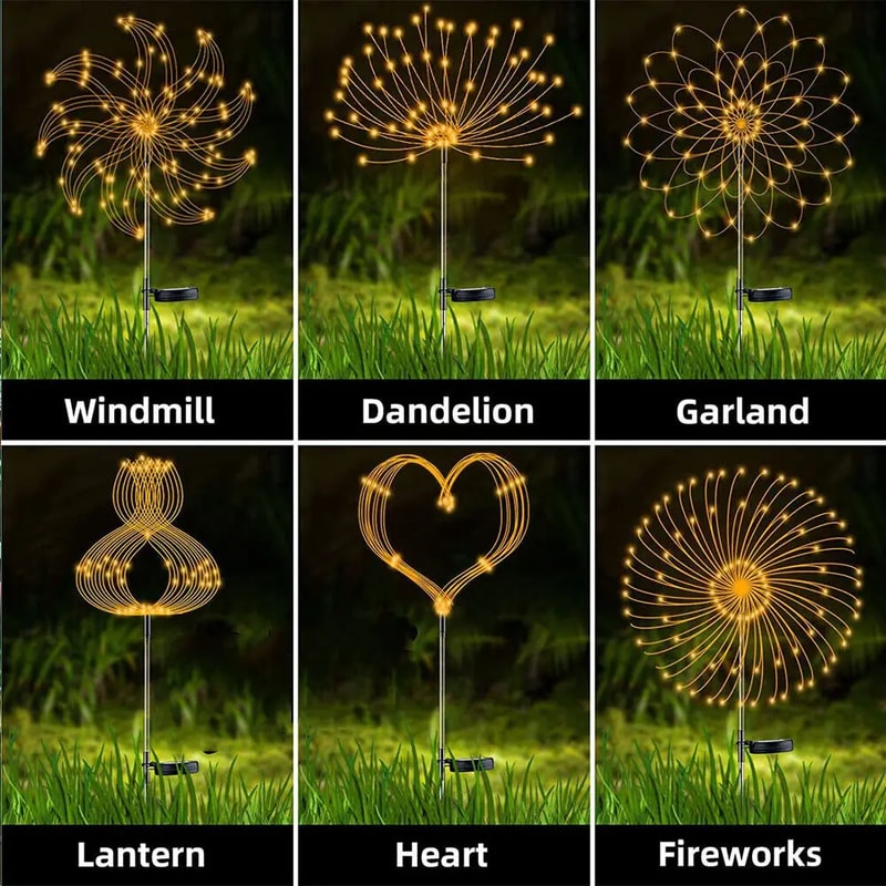 Solar Firework Lights Waterproof Outdoor Dandelion Garden Lights for Landscape Decor