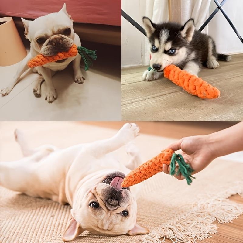 Carrot Shaped Cotton Rope Dog & Cat Chew Toy Durable Pet Knot Toy for Indoor Play