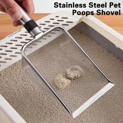 ergonomic stainless steel cat litter scoop rust resistant, easy to clean, durable for quick waste removal