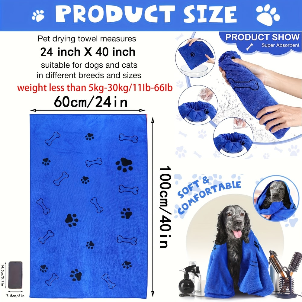 Quick Drying Microfiber Dog Towel Absorbent Pet Bath Cloth for Dogs & Car Wiping