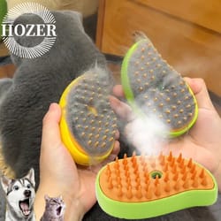 electric steamy brush & massage comb for dogs & cats, perfect for shedding, cleaning & relaxation