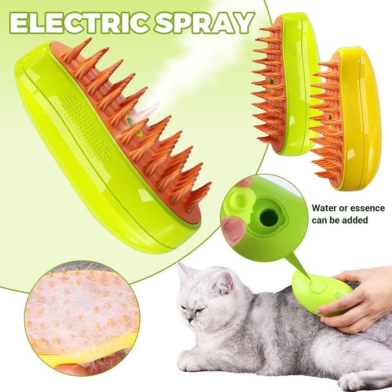 Electric Steamy Brush Massage Comb For Dogs Cats Perfect For Shedding Cleaning Relaxation 4