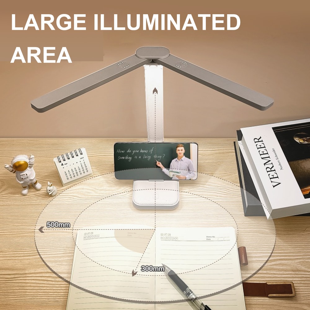 USB Rechargeable LED Desk Lamp with Brightness Levels Foldable & Eye-Protective for Bedside or Bedroom Desk