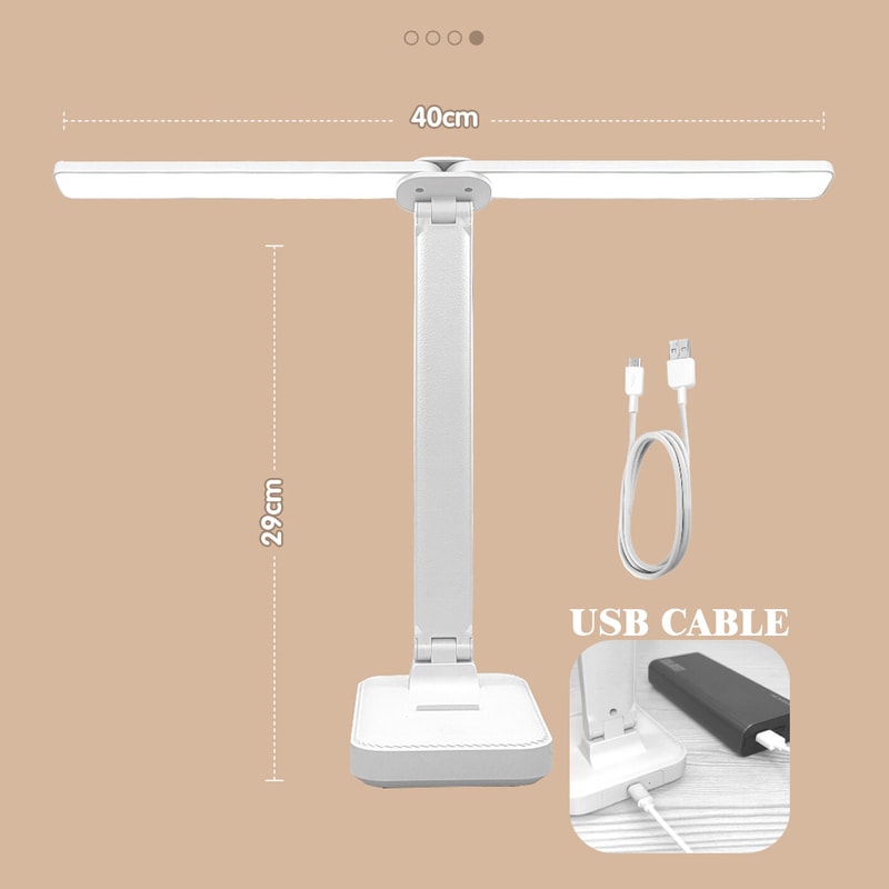 USB Rechargeable LED Desk Lamp with Brightness Levels Foldable & Eye-Protective for Bedside or Bedroom Desk