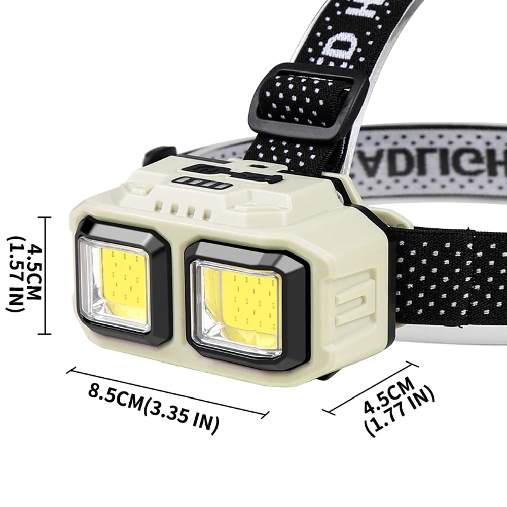 COB Headlamp Torch USB Rechargeable, Waterproof Camping & Fishing Light