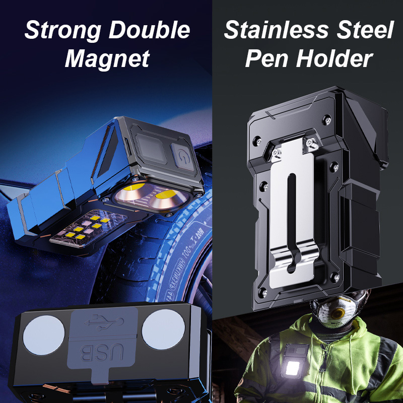 Multifunctional COB Flashlight with Adjustable Angle & Magnetic Keychain Light Perfect for Outdoor Adventures