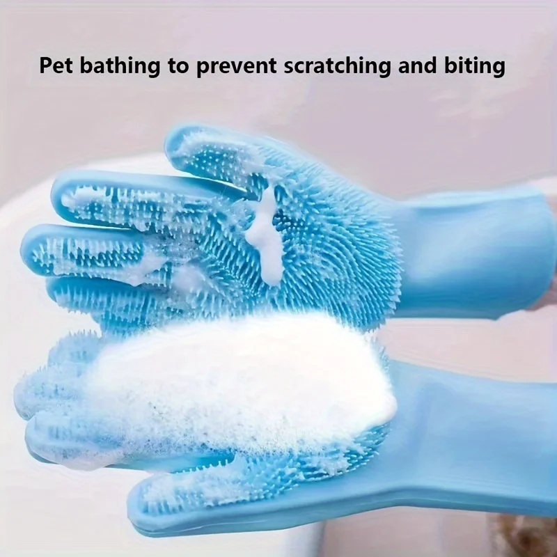 Pet Grooming Gloves for Dogs & Cats Silicon Hair Removal, Bathing & Shampoo Scrubber Glove