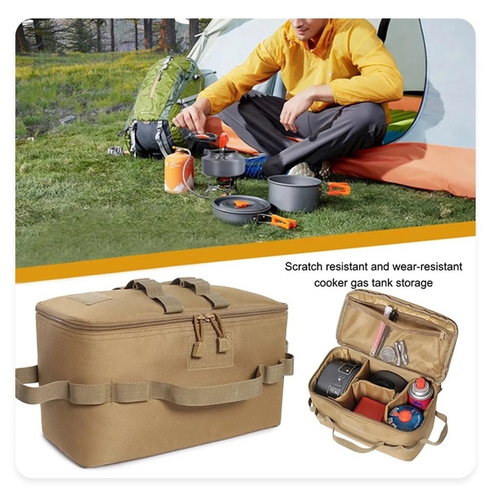 Large Capacity Outdoor Camping Gas Tank Storage Bag Picnic Tool & Gas Canister Organizer