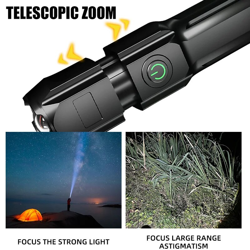 Powerful LED Flashlight Lumen Rechargeable USB Tactical Waterproof Fishing & Hunting Light