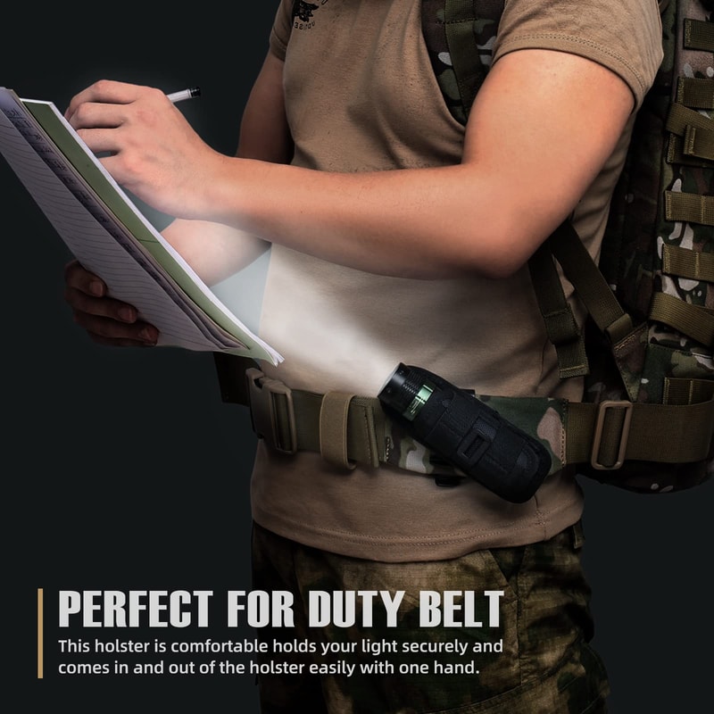 Rotatable Tactical Flashlight Pouch Holster With Carabiner Clip 3