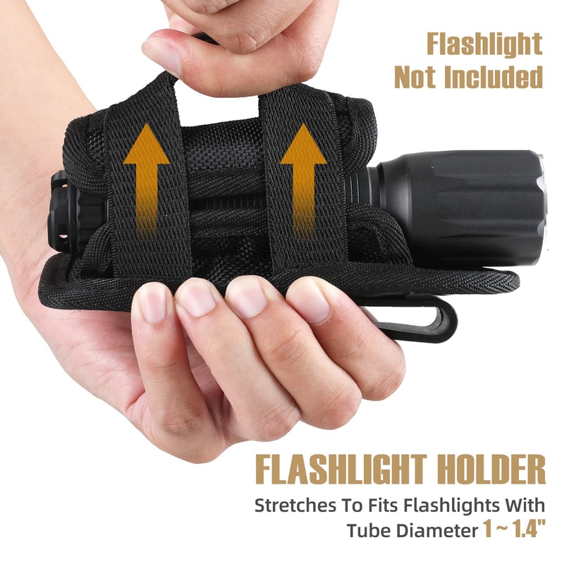 Rotatable Tactical Flashlight Pouch Holster With Carabiner Clip 4