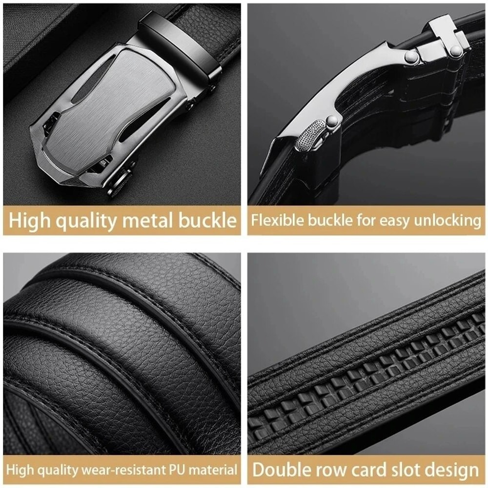 Luxury Men Belt | Genuine PU Leather, High Quality Metal Buckle for Jeans & Cargo Pants