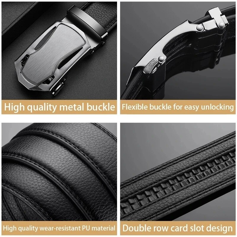 Luxury Men Belt | Genuine PU Leather, High Quality Metal Buckle for Jeans & Cargo Pants