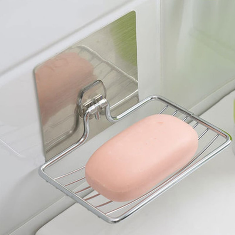 Premium Stainless Steel Soap Rack Punch-Free Bathroom Shelf with Drainage System