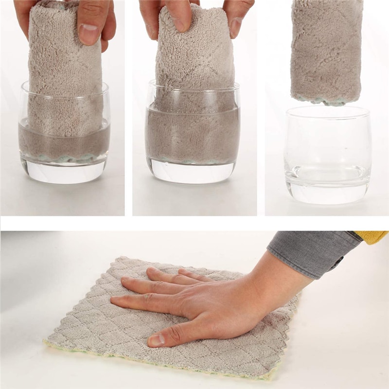 Super Absorbent Coral Velvet Dish Towels Fast Drying Nonstick Washable Kitchen Cloth Towels 2