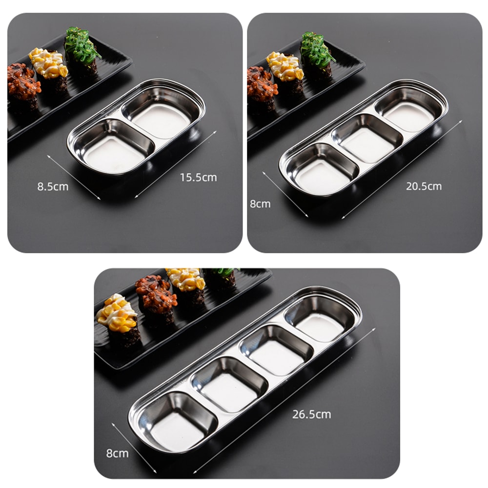 Stainless Steel Divided Dip Bowls Perfect For BBQ Sauces And Condiments 0