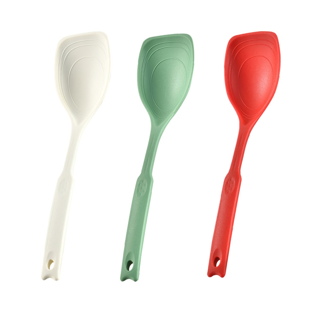 Large Silicone Cooking Spoon Set Non Stick Solid Spoon with Deep Bowl and Measurement Marks for Mixing, Serving