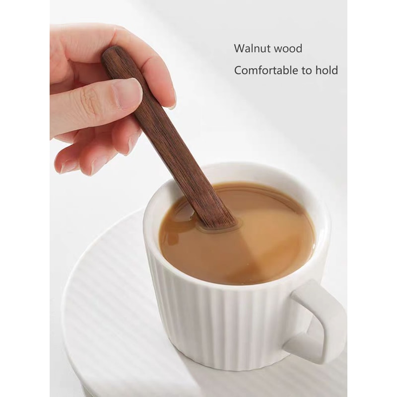 Creative Walnut Wood Coffee Stirrer Long Handle Wooden Dessert Mixing Spoon 1