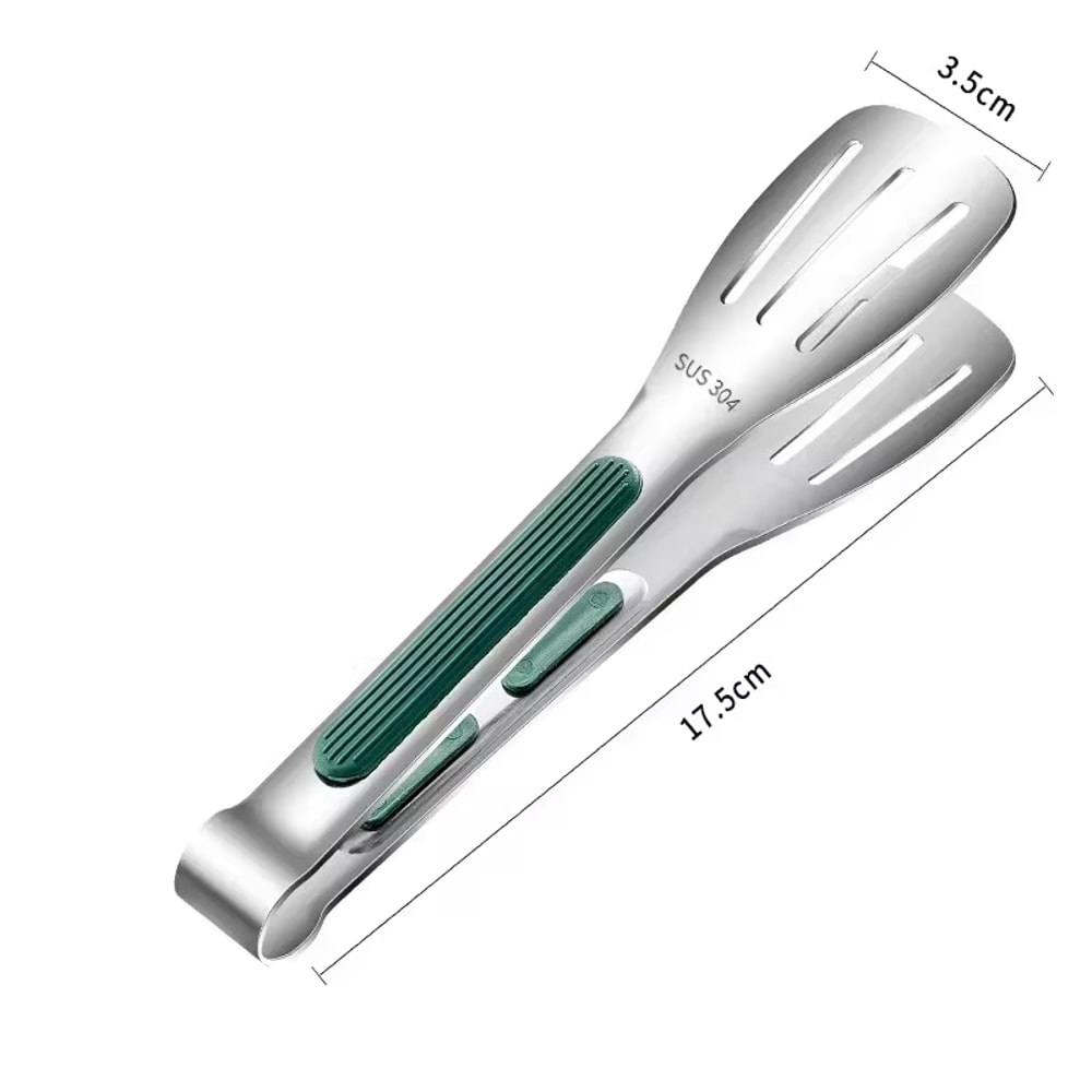 Stainless Steel BBQ Tongs Non Slip Silicone Handle for Meat, Salad & Bread