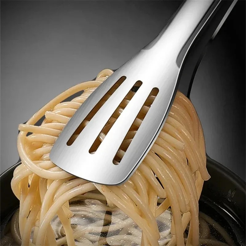 Stainless Steel BBQ Tongs Non Slip Silicone Handle for Meat, Salad & Bread