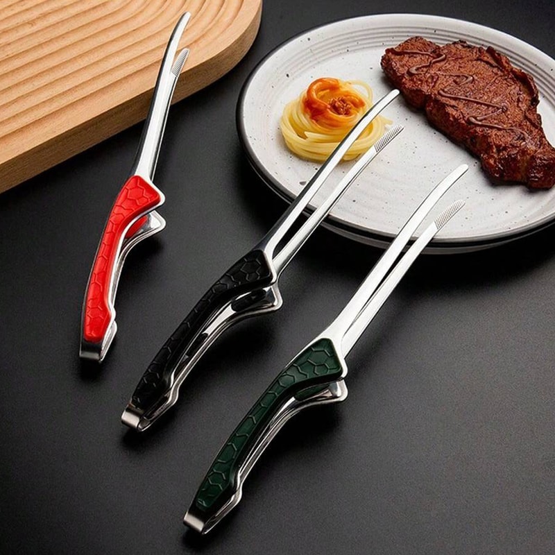 Stainless Steel Barbecue Tongs With Non Slip Comfort Grip MultiPurpose Kitchen Food Tongs For Salad 3