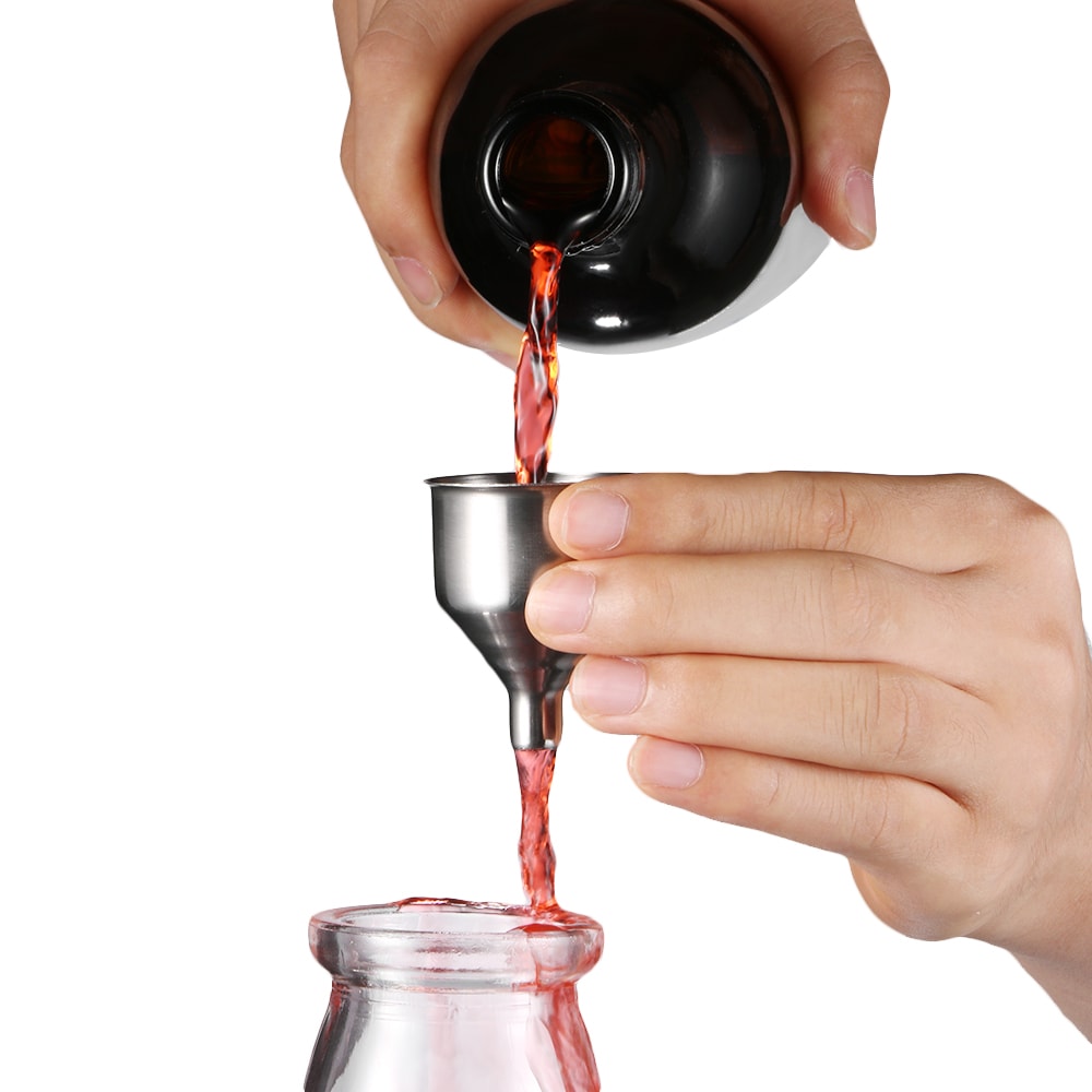 Mini Stainless Steel Funnel Set for Kitchen and Bar Liquid Dump Tool for Easy Pouring into Hip Flask, Wine