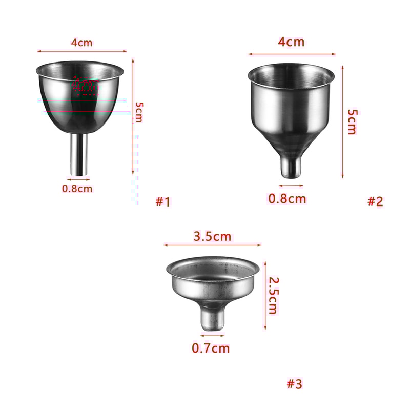 Mini Stainless Steel Funnel Set for Kitchen and Bar Liquid Dump Tool for Easy Pouring into Hip Flask, Wine