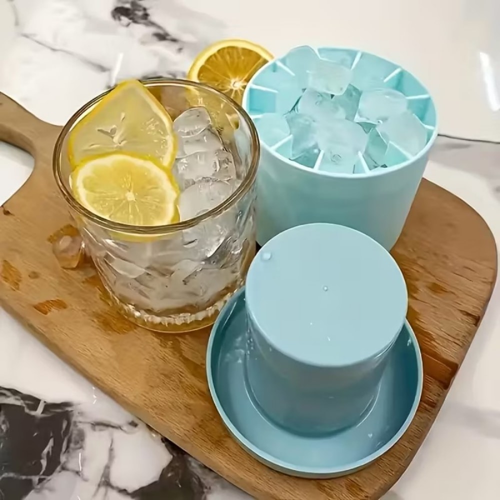 Silicone Ice Cube Tray with Leak Proof Lid Easy Release, Stackable & Dishwasher Safe for Whiskey Cocktails