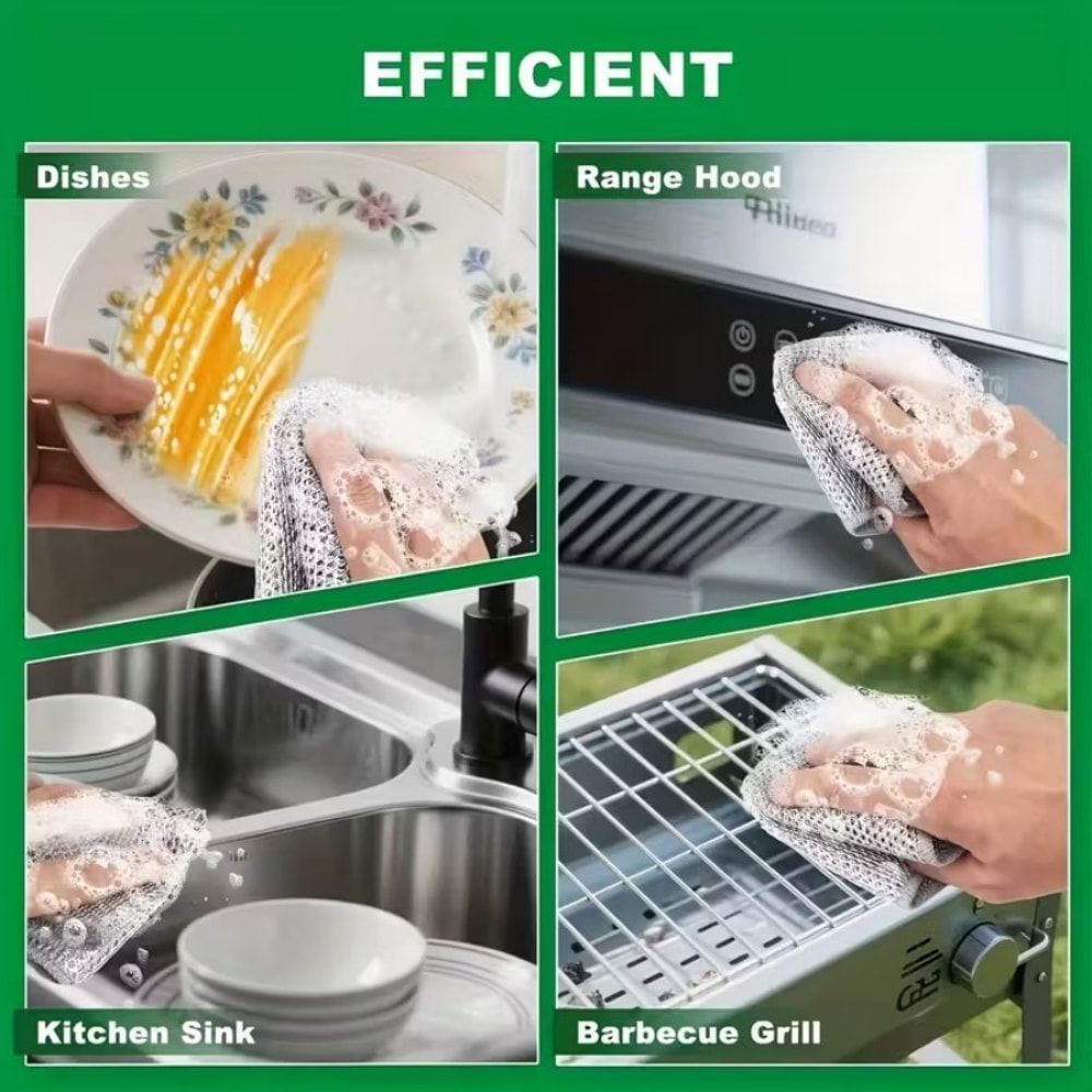 Heavy Duty Stainless Steel Scrubber Pads – Non-Scratch, Reusable Wire Scouring Cloths for Kitchen Cleaning, Pots, Pans