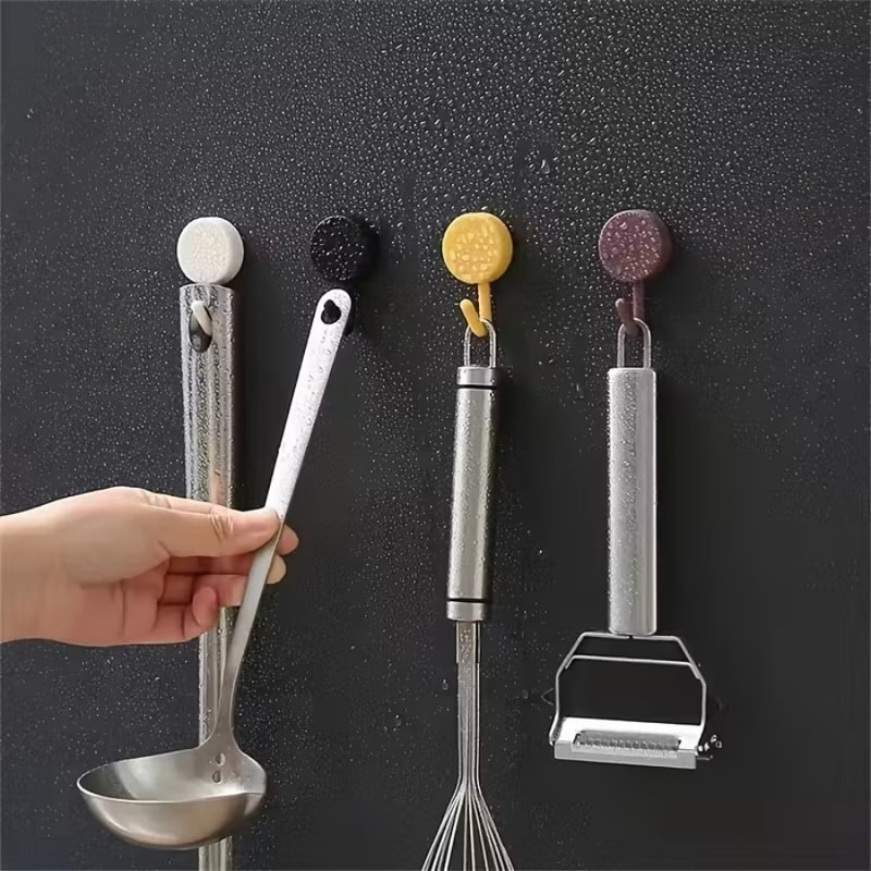 Macaron Adhesive Hooks Colorful Heavy Duty Removable No Drill Wall Hooks for Kitchen Bathroom Door Hanging Storage