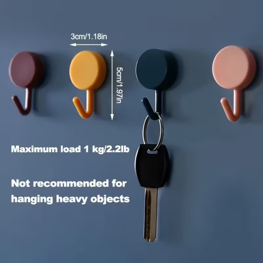Removable Macaron Adhesive Hooks Heavy Duty, No Drill Wall Hooks for Kitchen, Bathroom, & Door Storage