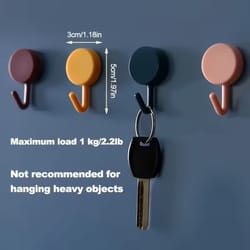 removable macaron adhesive hooks heavy duty, no drill wall hooks for kitchen, bathroom, & door storage