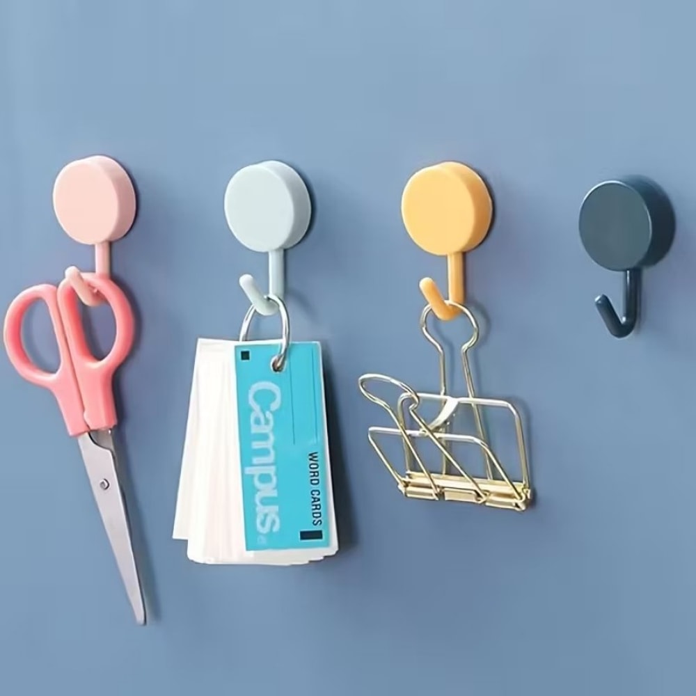 Removable Macaron Adhesive Hooks Heavy Duty, No Drill Wall Hooks for Kitchen, Bathroom, & Door Storage