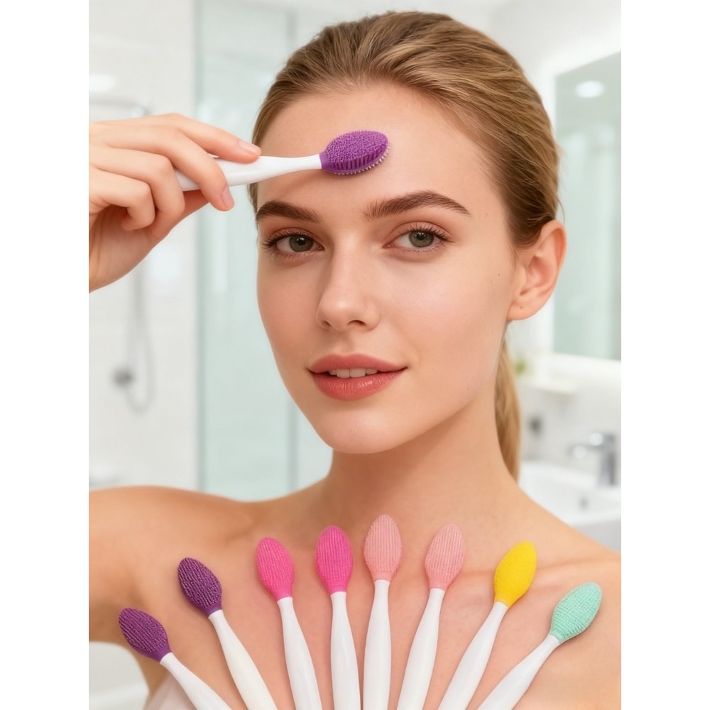 Facial Cleansing Brush Soft Silicone Bristles, Waterproof Deep Pore Cleanser for Sensitive & Normal Skin