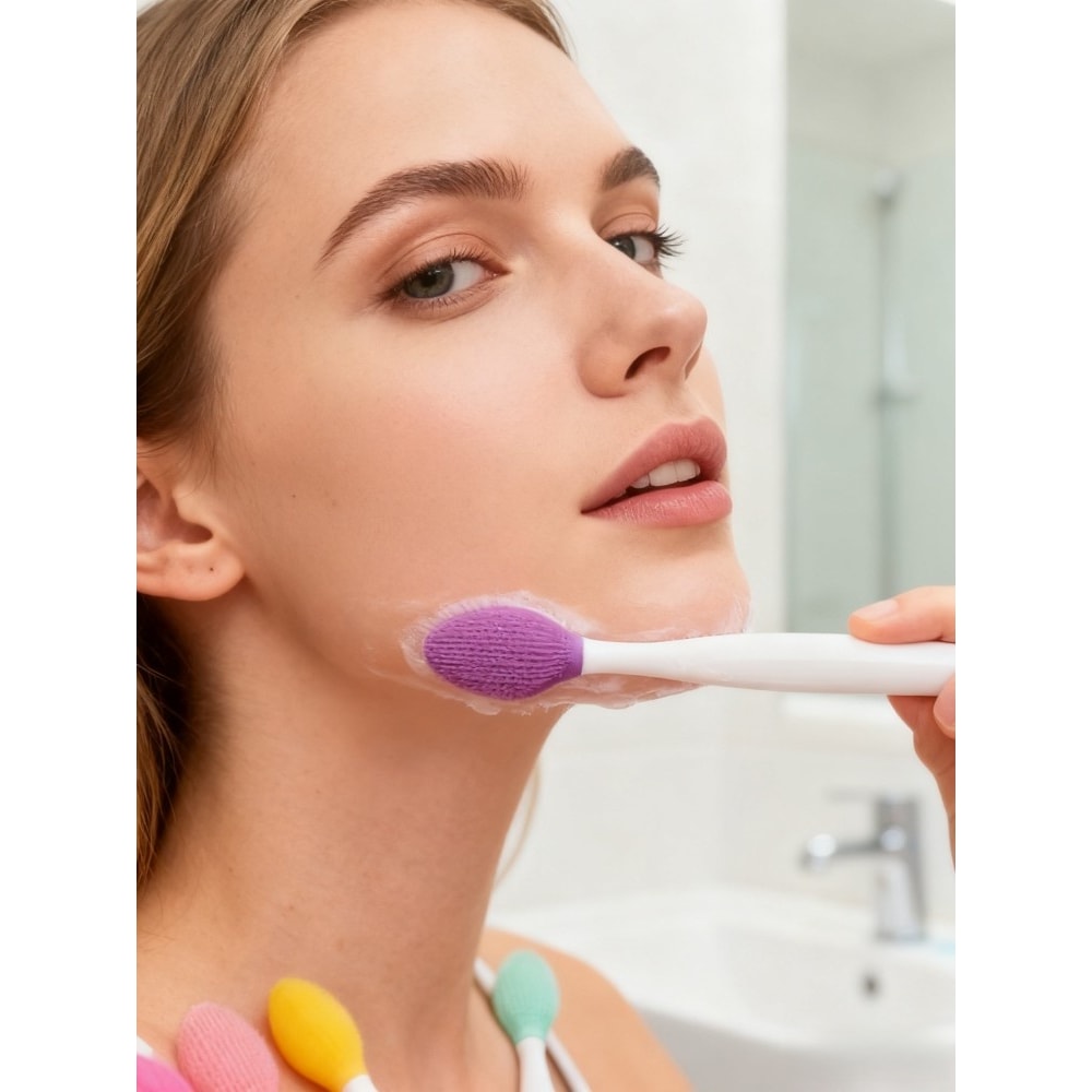 Facial Cleansing Brush Soft Silicone Bristles, Waterproof Deep Pore Cleanser for Sensitive & Normal Skin