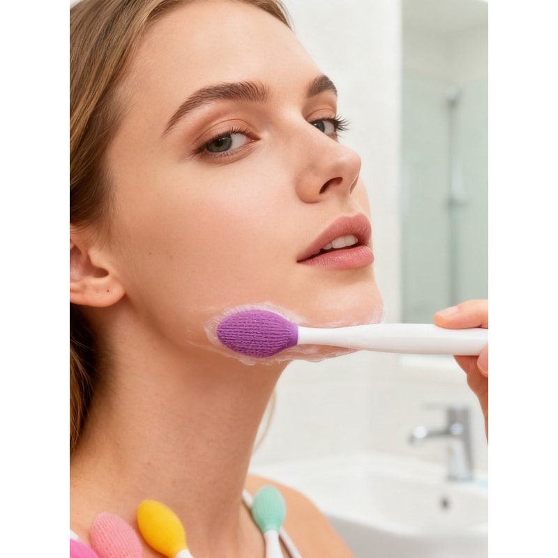 Facial Cleansing Brush Soft Silicone Bristles, Waterproof Deep Pore Cleanser for Sensitive & Normal Skin