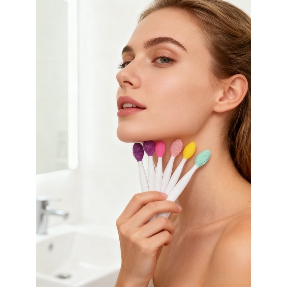 Facial Cleansing Brush Soft Silicone Bristles, Waterproof Deep Pore Cleanser for Sensitive & Normal Skin
