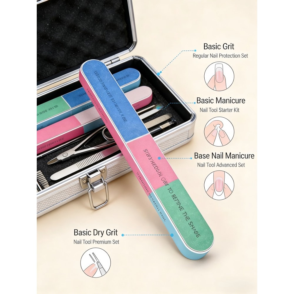 Professional Nail File Set for Acrylic & Natural Nails Double-Sided Emery Board for Shaping, Polishing & Manicure