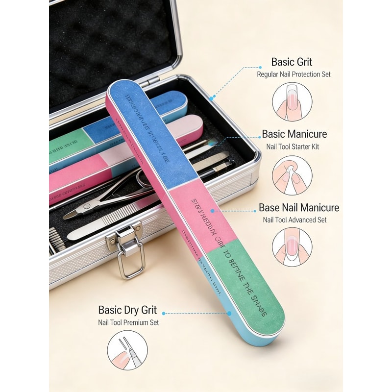 Professional Nail File Set for Acrylic & Natural Nails Double-Sided Emery Board for Shaping, Polishing & Manicure