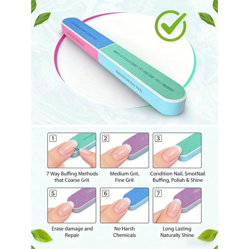 Professional Nail File Set for Acrylic & Natural Nails Double-Sided Emery Board for Shaping, Polishing & Manicure