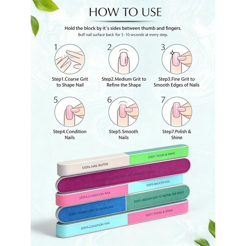 Professional Nail File Set for Acrylic & Natural Nails Double-Sided Emery Board for Shaping, Polishing & Manicure