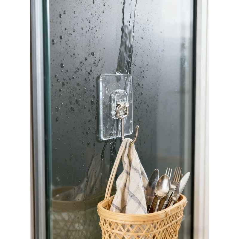 Heavy Duty Adhesive Wall Hooks Waterproof, Traceless, Clear, Self Adhesive for Kitchen, Bathroom, and Home