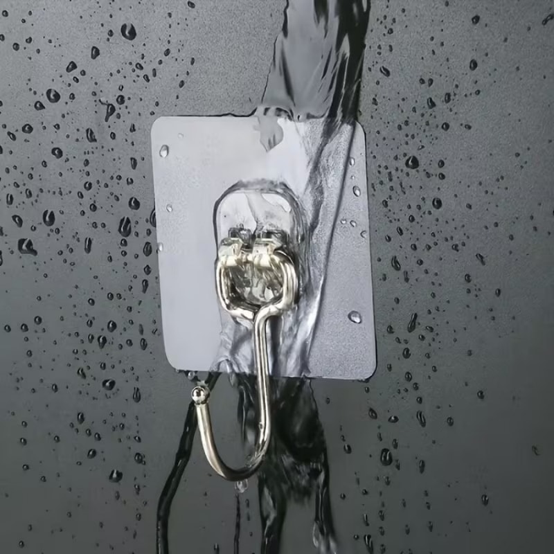 Heavy Duty Adhesive Wall Hooks Waterproof, Traceless, Clear, Self Adhesive for Kitchen, Bathroom, and Home