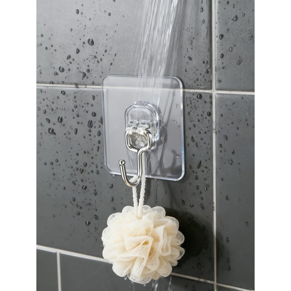Heavy Duty Adhesive Wall Hooks Waterproof, Traceless, Clear, Self Adhesive for Kitchen, Bathroom, and Home
