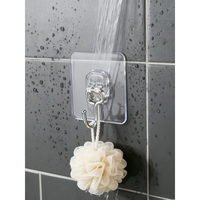 Heavy Duty Adhesive Wall Hooks Waterproof, Traceless, Clear, Self Adhesive for Kitchen, Bathroom, and Home