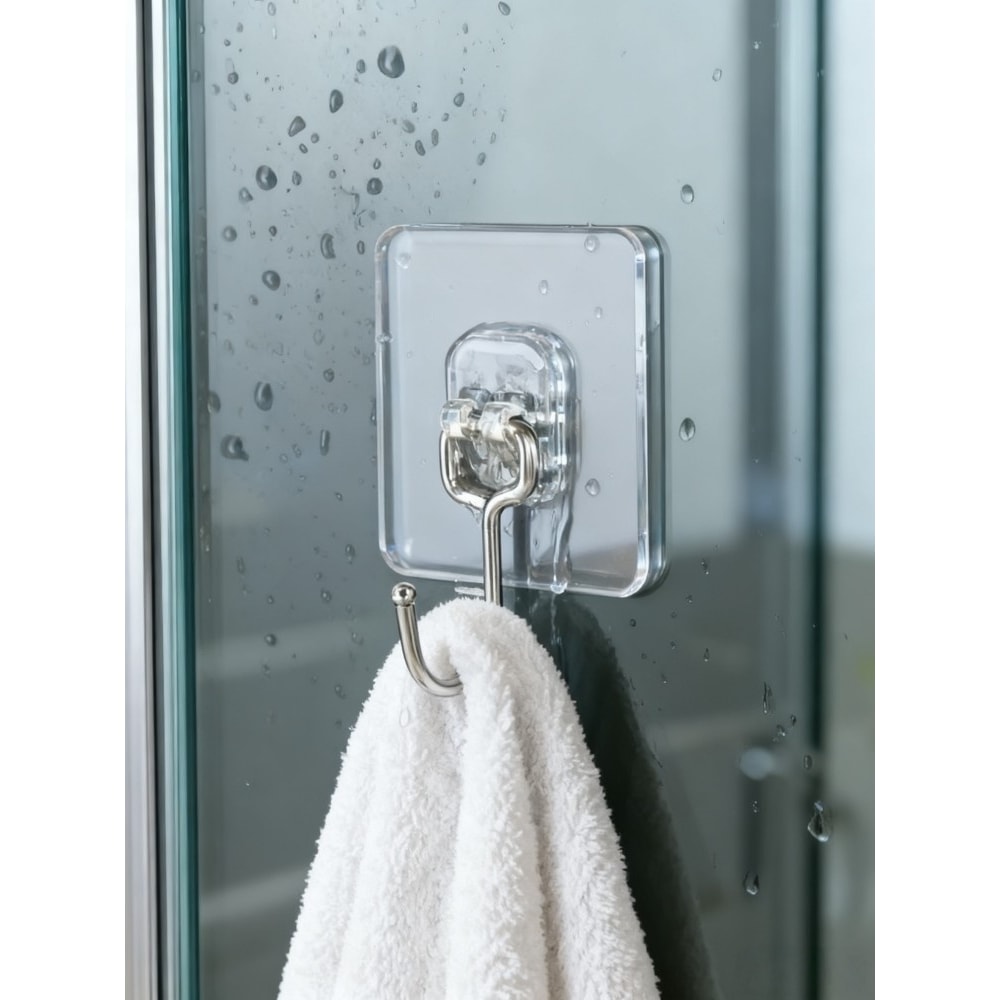 Heavy Duty Adhesive Wall Hooks Waterproof, Traceless, Clear, Self Adhesive for Kitchen, Bathroom, and Home