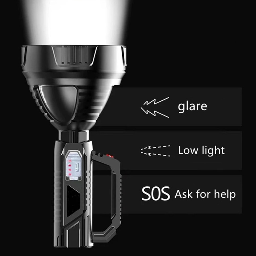 High Power LED Flashlight Waterproof Fishing Lantern USB Rechargeable Searchlight for Camping, Hiking & Outdoor