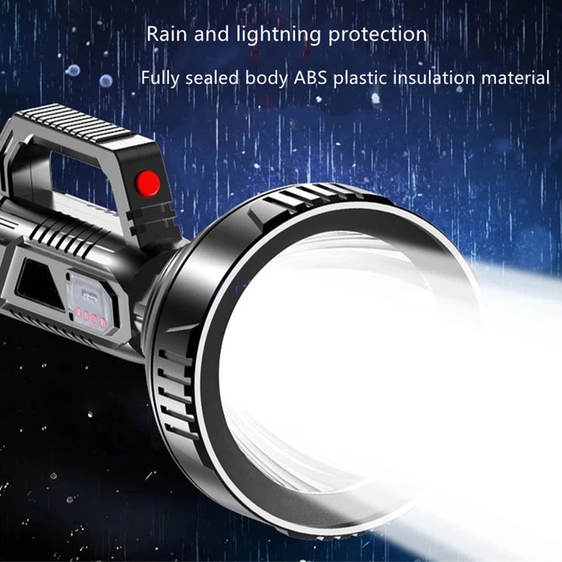 High Power LED Flashlight Waterproof Fishing Lantern USB Rechargeable Searchlight for Camping, Hiking & Outdoor